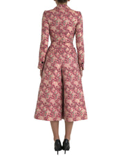 Pink Floral Jacquard Slim Fit 2 Piece Suit