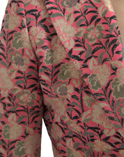 Pink Floral Jacquard Slim Fit 2 Piece Suit