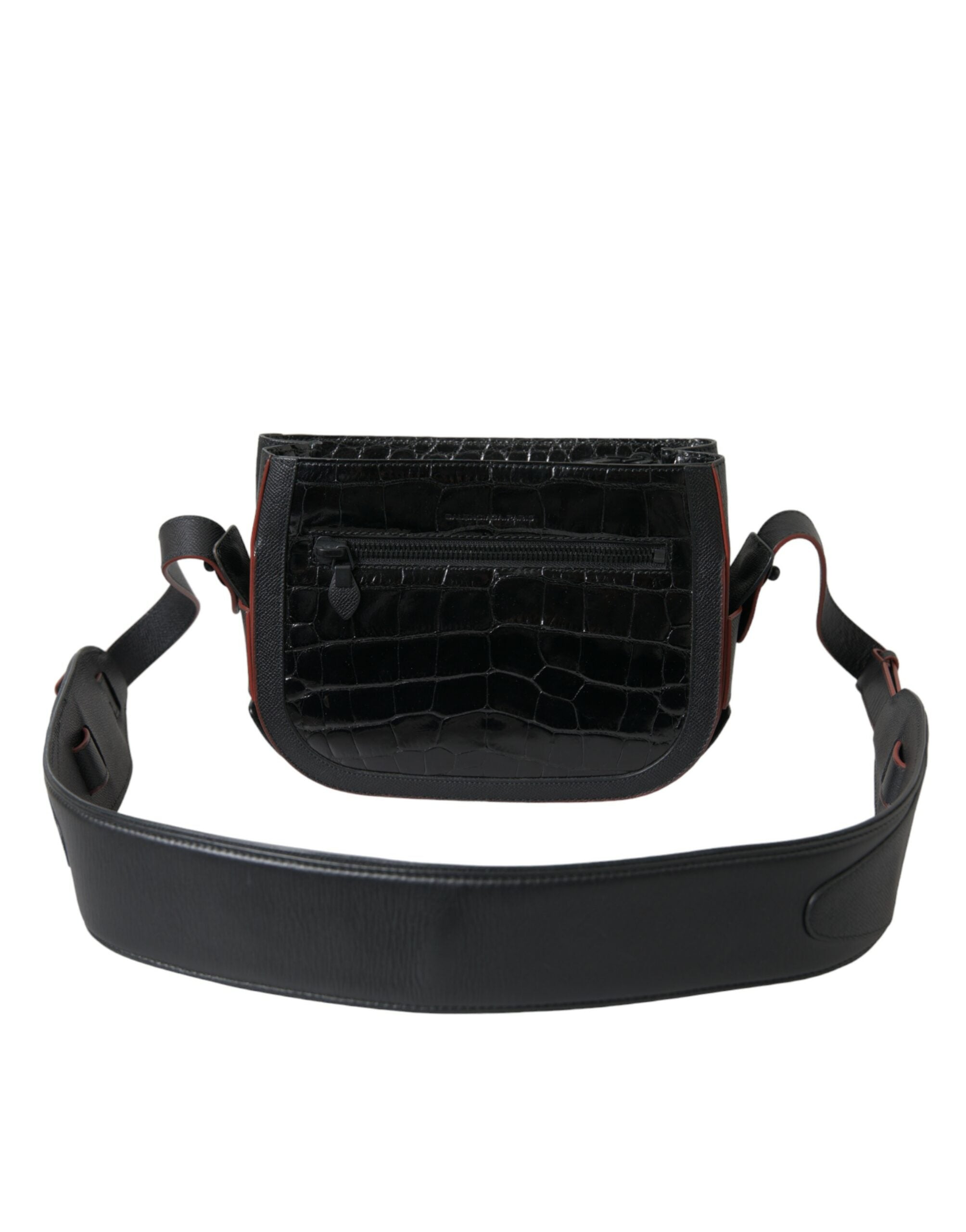 Balenciaga Black Exotic Crocodile Leather Shoulder Crossbody Camera Bag
