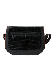 Balenciaga Black Exotic Crocodile Leather Shoulder Crossbody Camera Bag