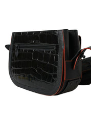 Balenciaga Black Exotic Crocodile Leather Shoulder Crossbody Camera Bag