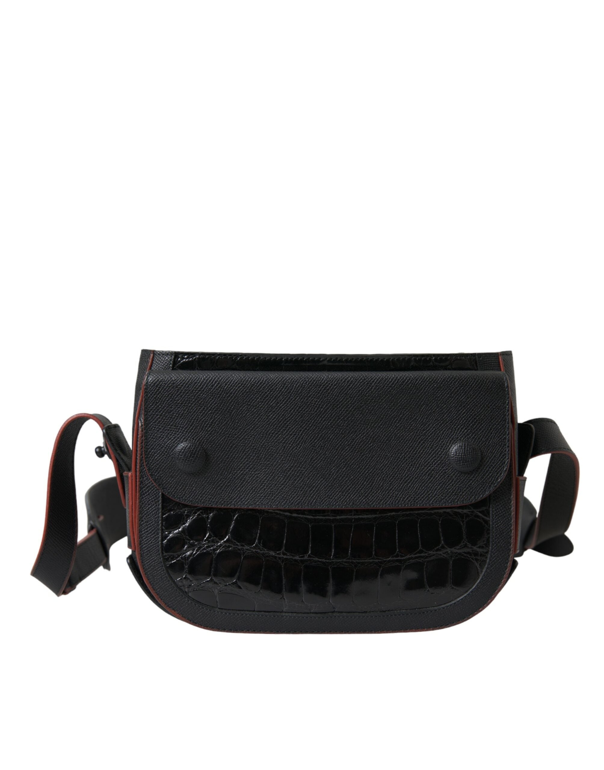 Balenciaga Black Exotic Crocodile Leather Shoulder Crossbody Camera Bag