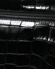 Balenciaga Black Exotic Crocodile Leather Shoulder Crossbody Camera Bag
