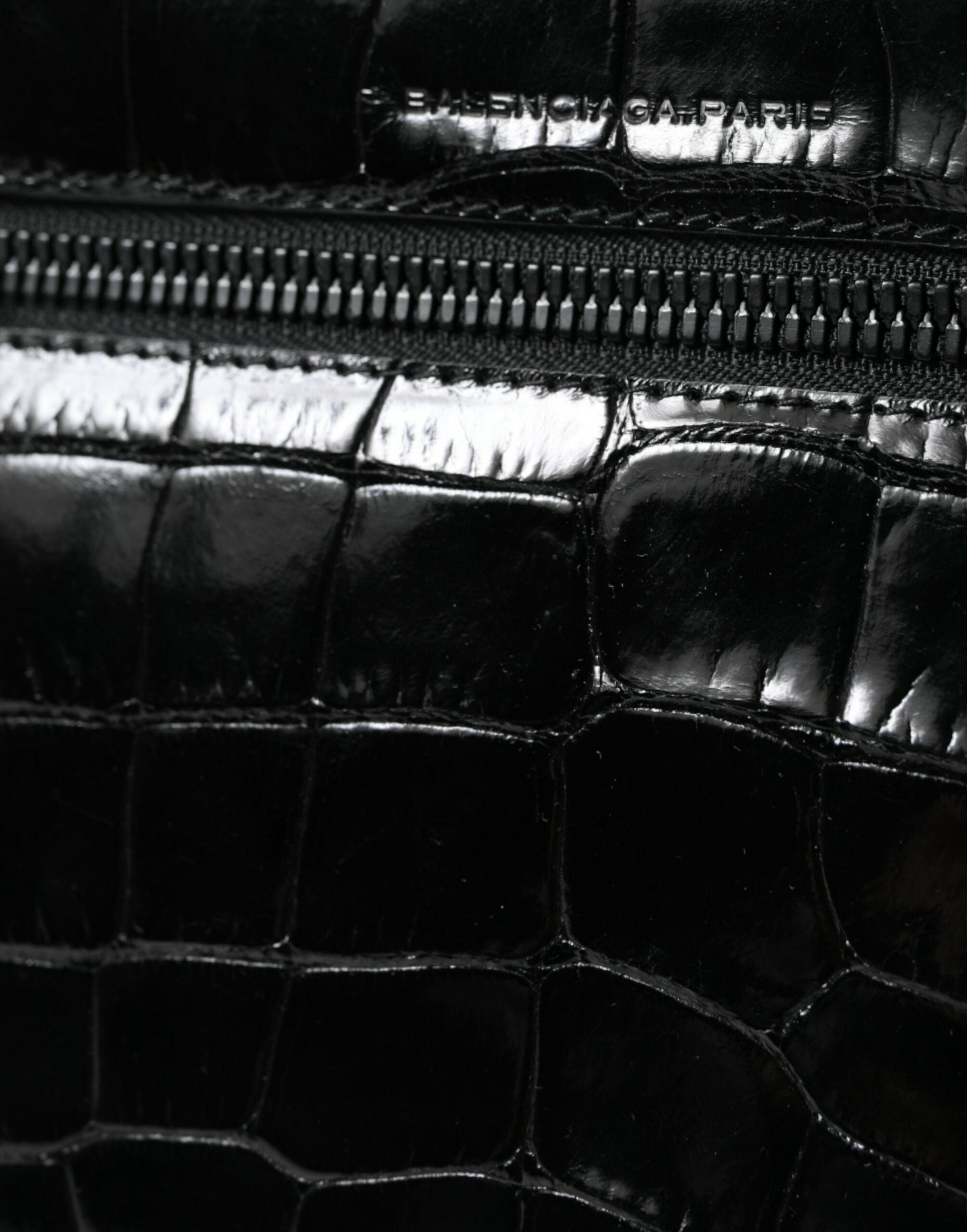 Balenciaga Black Exotic Crocodile Leather Shoulder Crossbody Camera Bag