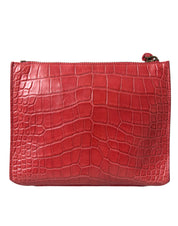 Red Exotic Skin Leather Classic Pouch Purse Wristlet Bag