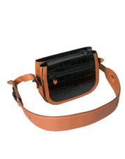 Balenciaga Black Brown Exotic Leather Shoulder Camera Bag