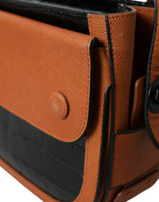 Balenciaga Black Brown Exotic Leather Shoulder Camera Bag