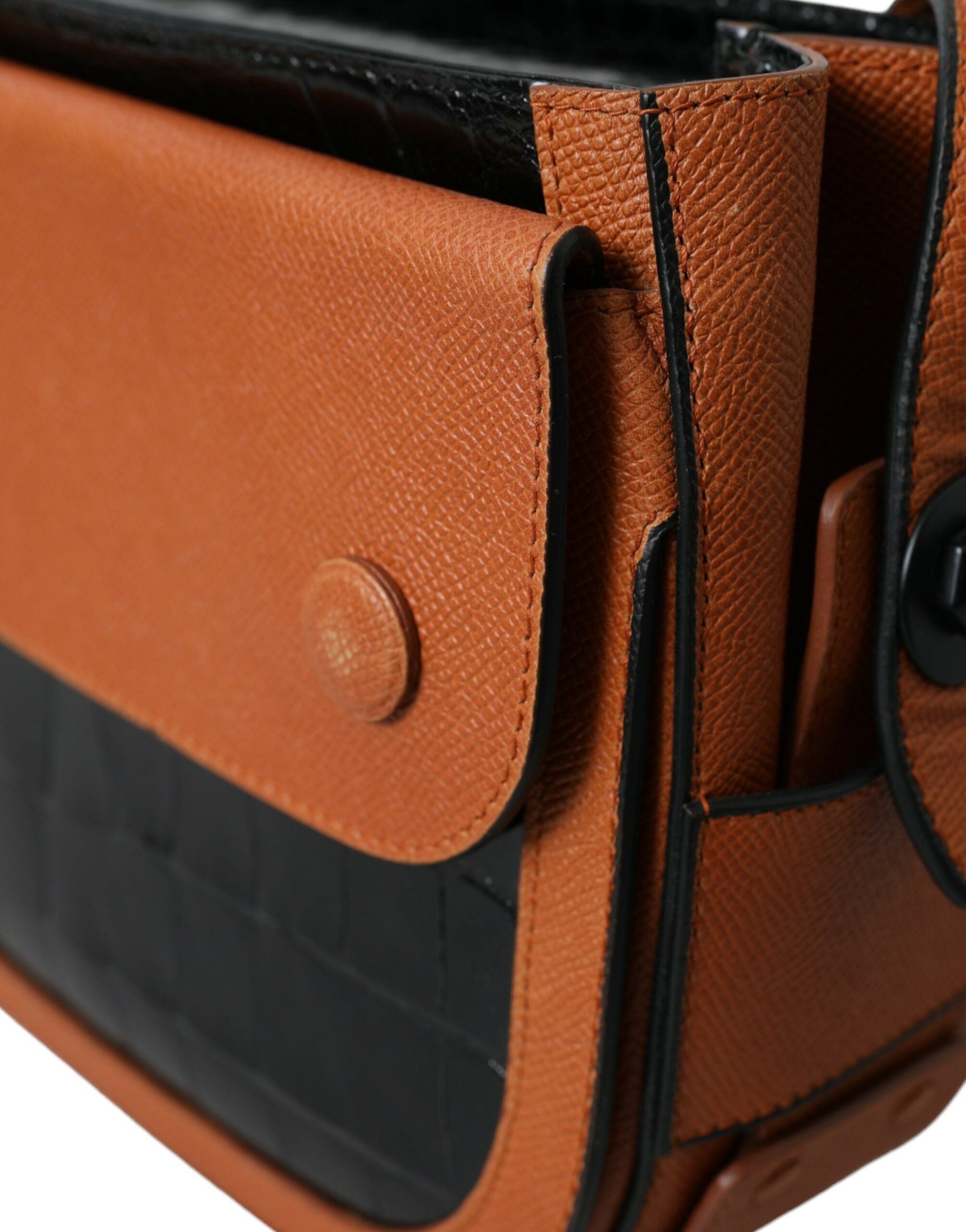 Balenciaga Black Brown Exotic Leather Shoulder Camera Bag