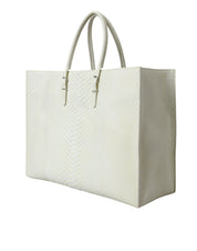 White Yellow Exotic Skin Leather Shopping Tote PAPIER Bag