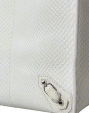 White Yellow Exotic Skin Leather Shopping Tote PAPIER Bag