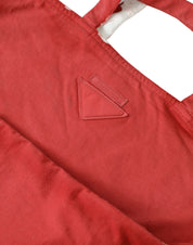 Röd axelväska/shoppingväska i jersey med logotyp