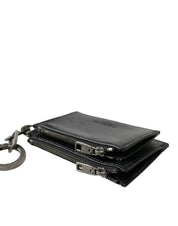 Black Leather Zip Logo Keyring Coin Purse Keyring Wallet