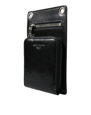 Wallet Black Horse Leather Zip Logo Cross Body Phone Slot