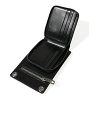 Wallet Black Horse Leather Zip Logo Cross Body Phone Slot