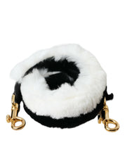 Dolce & Gabbana Black White Lapin Fur Shoulder Strap