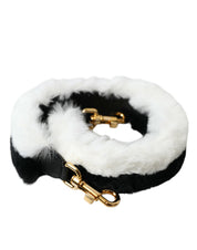 Dolce & Gabbana Black White Lapin Fur Shoulder Strap
