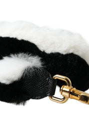 Dolce & Gabbana Black White Lapin Fur Shoulder Strap