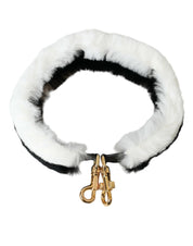 Dolce & Gabbana Black White Lapin Fur Shoulder Strap