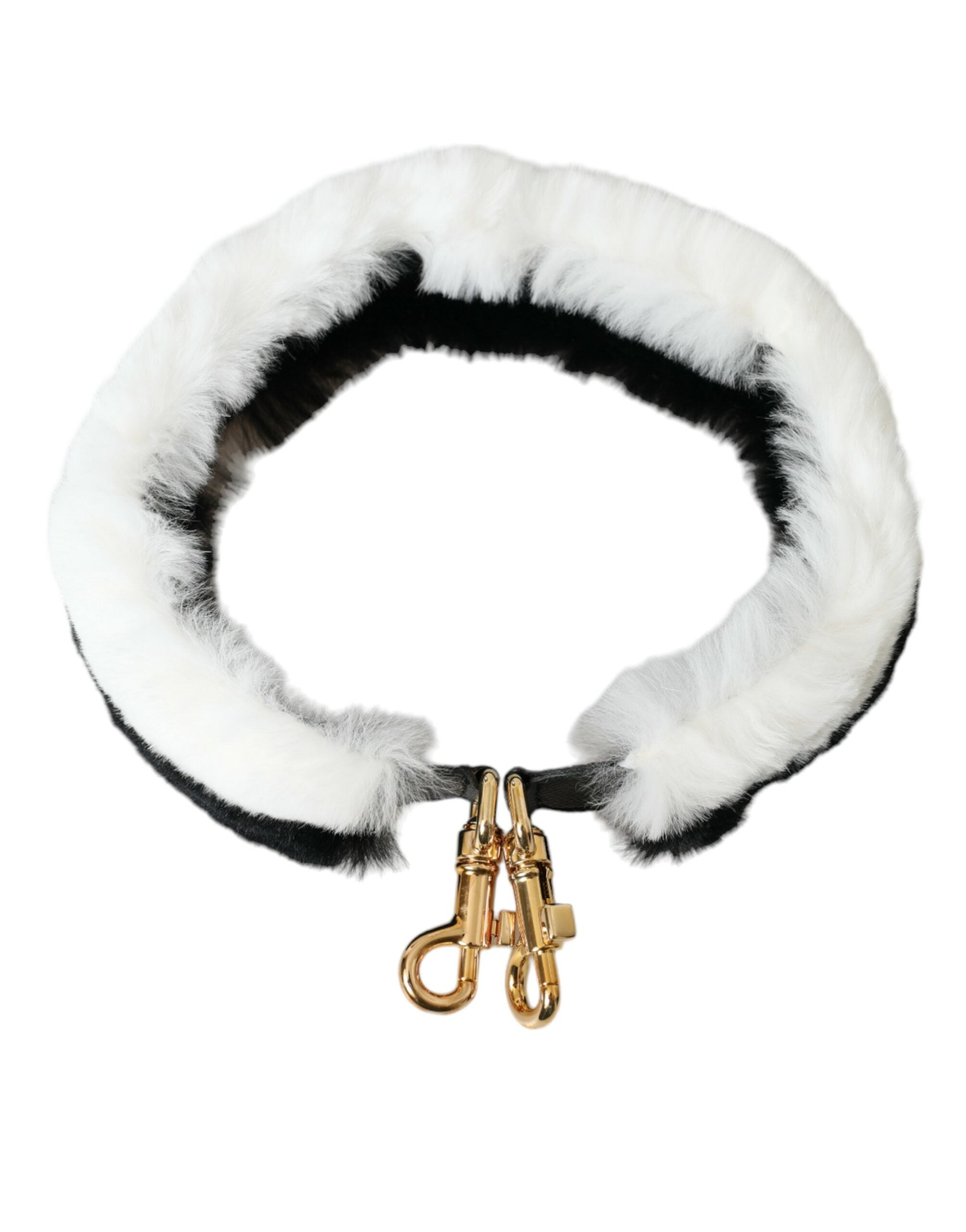Dolce & Gabbana Black White Lapin Fur Shoulder Strap