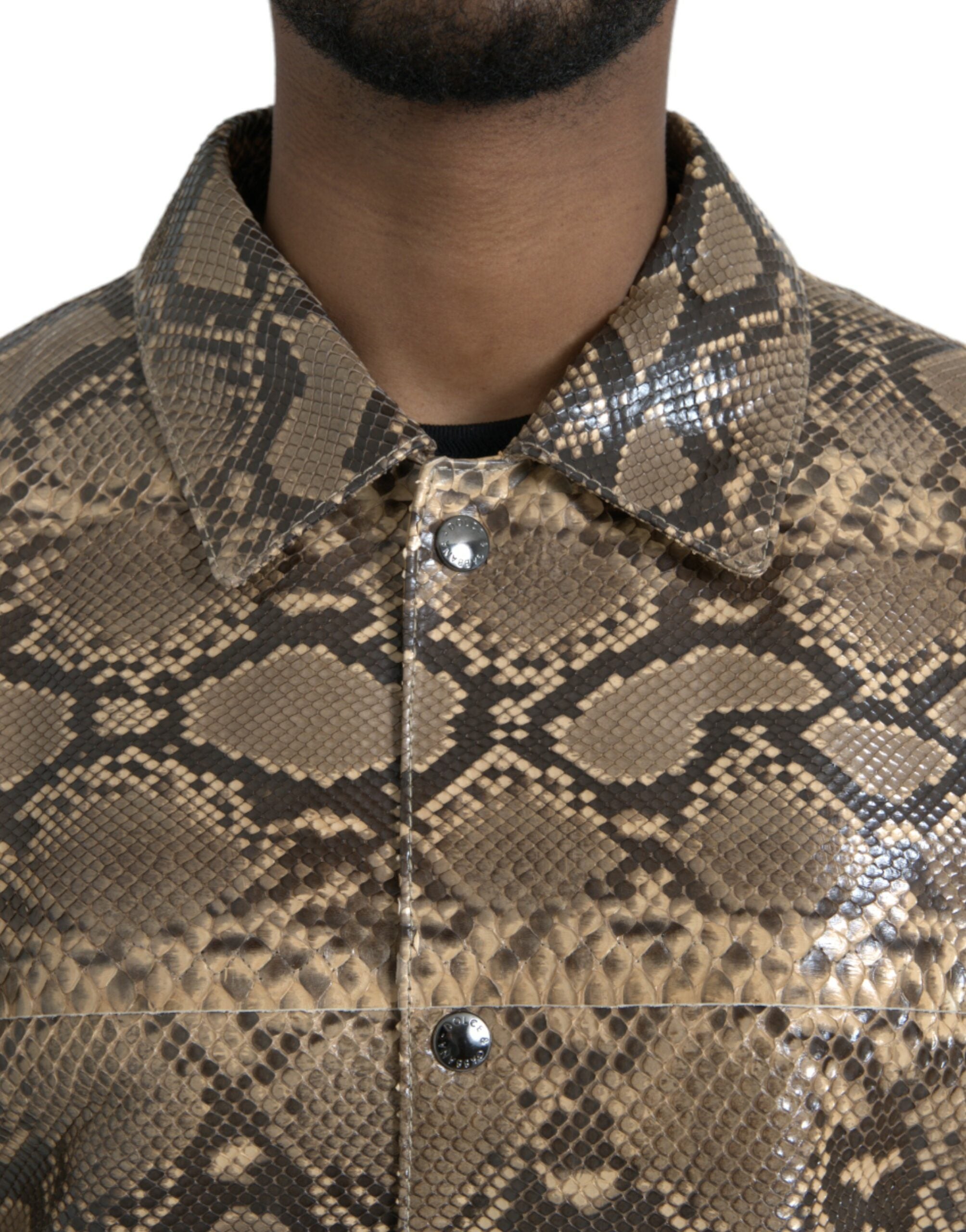 Beige exotisk läderbikerjacka med blus