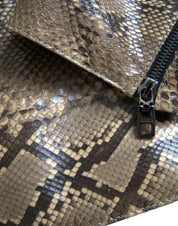 Beige exotisk läderbikerjacka med blus