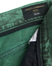 Green Crystals Cotton Stretch Slim Jeans