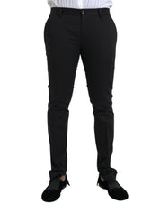 Black Cotton Stretch Skinny Dress Pants