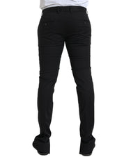 Black Cotton Stretch Skinny Dress Pants