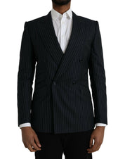 Black Stripe SICILIA Double Breasted Coat Blazer