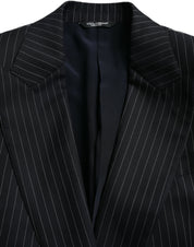 Black Stripe SICILIA Double Breasted Coat Blazer