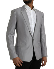 Gray Wool Peak Single Breasted Coat Blazer