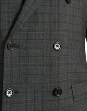Gray Plaid Wool MARTINI Formal 2 Piece Suit