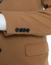 Brun kashmirkostym i två delar, enkelknäppt