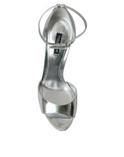 Silver KEIRA Leather Heels Sandals Shoes