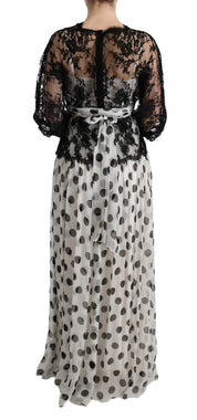 Black White Polka Dotted Floral Dress