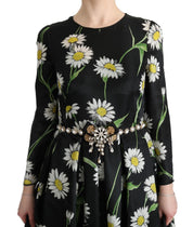 Multicolor Silk Sunflower Print Long Maxi Dress