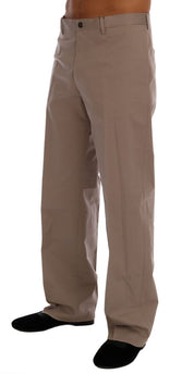 Beige Cotton Stretch Chinos Pants