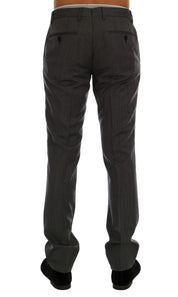 Gray Wool Striped Formal Pants