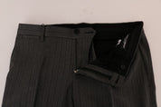 Gray Wool Striped Formal Pants