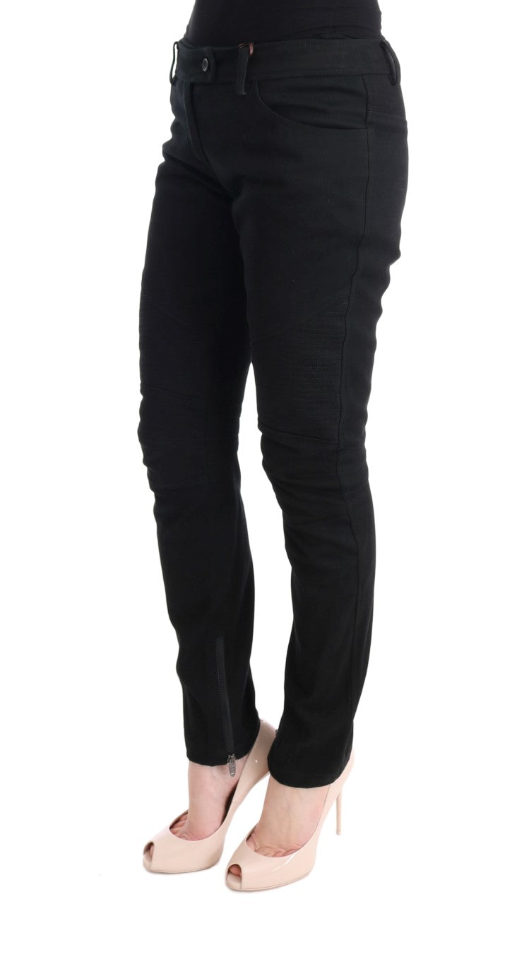 Black Cotton Slim Fit Casual Pants