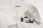 White Cotton Slim Fit Casual Pants