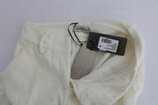 White Cotton Regular Fit Casual Pants