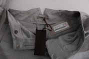 Gray Silk Cropped Casual Pants