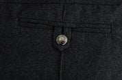 Gray Virgin Wool Skinny Casual Pants
