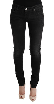 Black Denim Cotton Bottoms Slim Fit Jeans