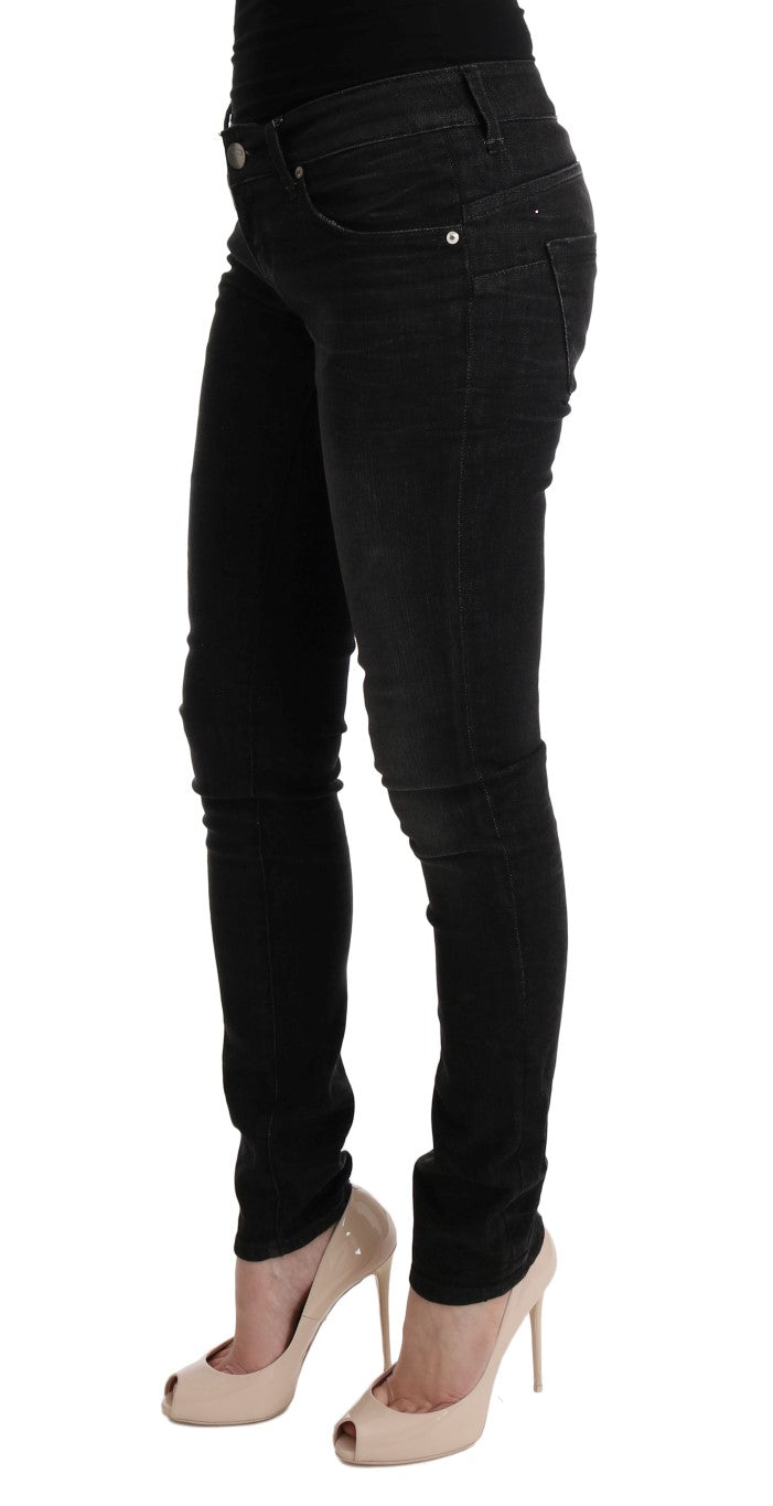 Black Denim Cotton Bottoms Slim Fit Jeans