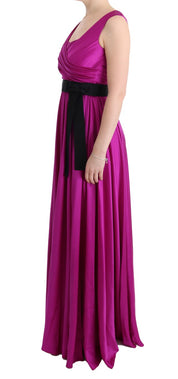 Pink Silk Stretch Shift Long Dress