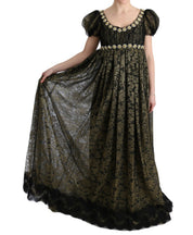 Black Yellow Crystal Lace Shift Dress