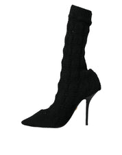 Black Stiletto Heels Mid Calf Boots Shoes