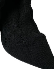 Black Stiletto Heels Mid Calf Boots Shoes